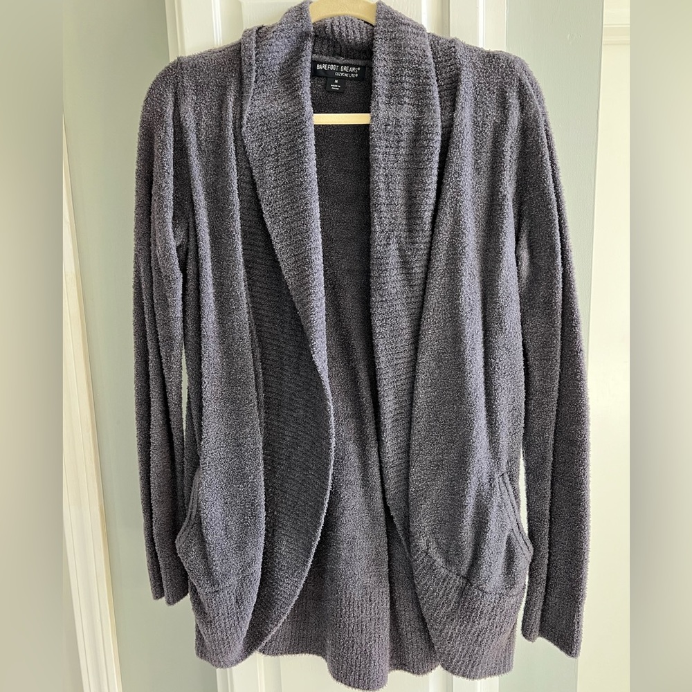 Barefoot Dreams CozyChic Lite Circle Cardigan, size Medium - Steel Blue/Grey